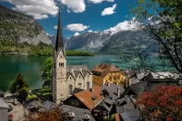 Jigsaw Puzzle Town in the Alps