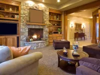 Bulmaca Living room with fireplace