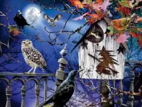 Rompecabezas halloween bird house