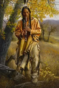 Bulmaca An Indian with a flute