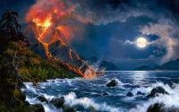 パズル The eruption of the volcano