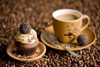Quebra-cabeça Cupcake and coffee