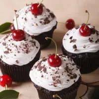 Jigsaw Puzzle Cupcakes with cherries