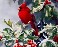Puzzle Cardinal and Holly
