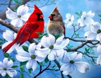 Jigsaw Puzzle Cardinal on a branch