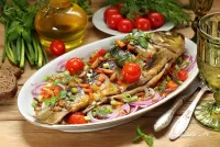 Puzzle Carp with vegetables