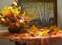 Puzzle Painting and leaves
