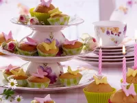 Jigsaw Puzzle Muffins with butterflies
