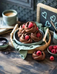 Слагалица Cupcakes with raspberries