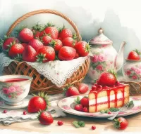 Quebra-cabeça Strawberry cake