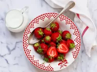 Jigsaw Puzzle Strawberries and milk