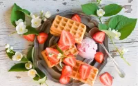 Jigsaw Puzzle Strawberry and Waffles