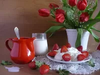 Rompecabezas Cottage cheese and strawberry