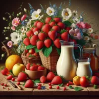 Jigsaw Puzzle Strawberries and cream