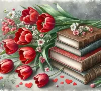 Bulmaca Books and tulips