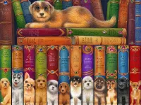 Quebra-cabeça Book shelf of a dog
