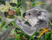 Quebra-cabeça Koala and butterfly