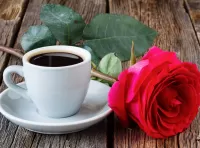 Пазл Кофе и роза