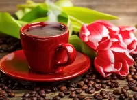 Jigsaw Puzzle Coffee and tulips