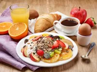 Puzzle Coffee with fruits and juice