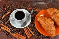 Jigsaw Puzzle Coffee with croissants