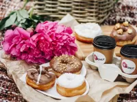 Jigsaw Puzzle coffee with donuts