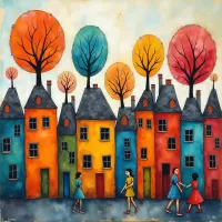 Puzzle Budynek kolorów