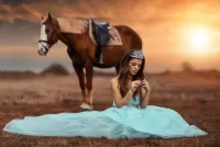 Rompecabezas Horse and girl