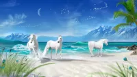 Puzzle Horses on the beach
