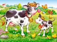 パズル cow and calf