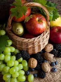 Jigsaw Puzzle Basket with fruits