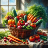 Слагалица Basket with vegetables
