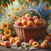 Слагалица Basket with peaches