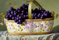 Jigsaw Puzzle Basket with grapes