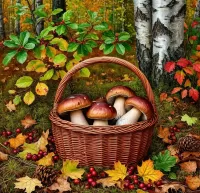 ジグソーパズル きのこのバスケット