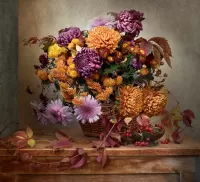 Jigsaw Puzzle Basket with autumn