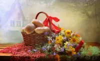 Jigsaw Puzzle Basket with pies