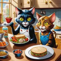 Jigsaw Puzzle Cat cooking
