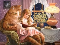 Jigsaw Puzzle Cat and girl