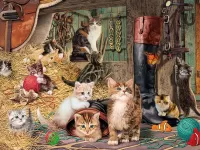 Puzzle Cats in the barn