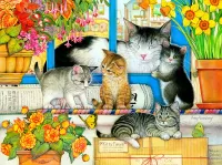 Jigsaw Puzzle Cats on the window