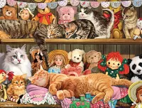 Jigsaw Puzzle Cats on the shelf