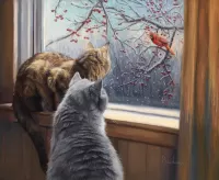 Quebra-cabeça Cats at the window