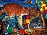 Jigsaw Puzzle Cats in the pantry