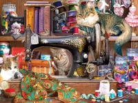 Jigsaw Puzzle Cats in the workshop