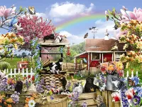 Jigsaw Puzzle Cats in garden