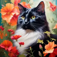 Rompicapo Cat and poppies