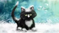 Jigsaw Puzzle Cat and snow