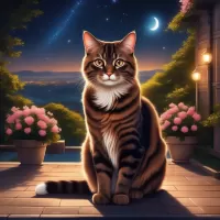Jigsaw Puzzle Cat against the night sky