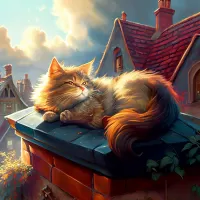 Puzzle cat on the roof